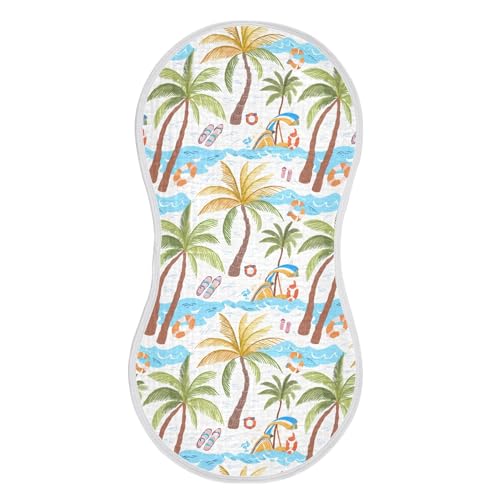 xigua Tropical Palm Trees Muslin Baby Burp Cloths Set of 2, Super Soft & Absorbent Burping Rags, Cotton Burp Clothes Shower Gift for Newborn, Baby Girls and Boys