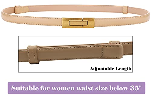 ALAIX Women's Leather Skinny Belt for Dress Adjustable Thin Waist Belt Dress Belt with Vintage Gold Buckle3