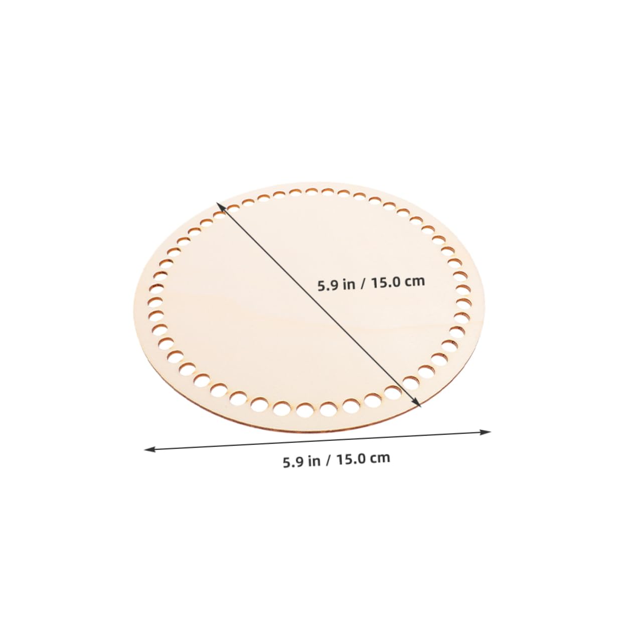 KONTONTY Compact Wooden Basket Bottoms Crochet Craft Base Holes for Weaving Knitting Home Office Travel Use