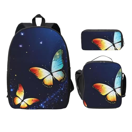 Sac à dos école secondaire EdWal noir à motif papillon pour le quotidien