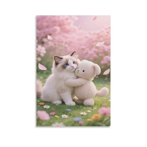 MEFESE Ragdoll Arte in Tela 3D–Superficie Resistente Per Bagno Su Tela,Cucina&Camera. Impermeabile&Alta Durata Stampa Su Tela. Pittura Artistica Murale 08x12inch(20x30cm)