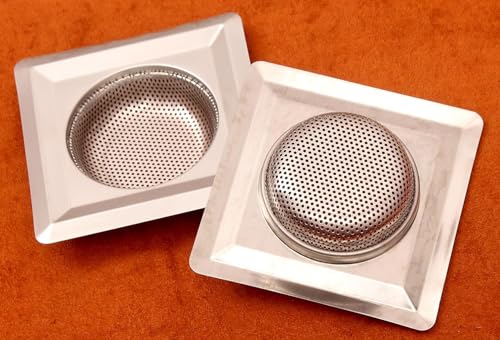 Image of Stainless Steel Kitchen Sink Strainer | Sink Drain Strainer | Drain Catcher for Bathroom | Mesh Drain Deep Filter for Kitchen | Sink Square Moti Jali | 115 mm | Pack of 2 | Silver
