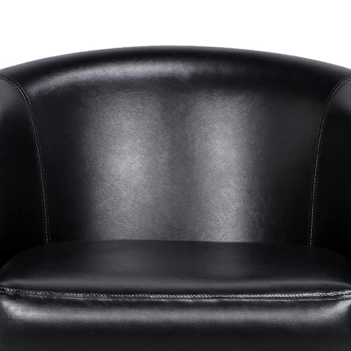 Yaheetech Accent Chair, Faux Leather Armchairs Comfy Barrel Chairs Modern Club Chair With Soft Seat For Living Room Bedroom Reading Room Waiting Room, Black, Set Of 2 #TOP7
