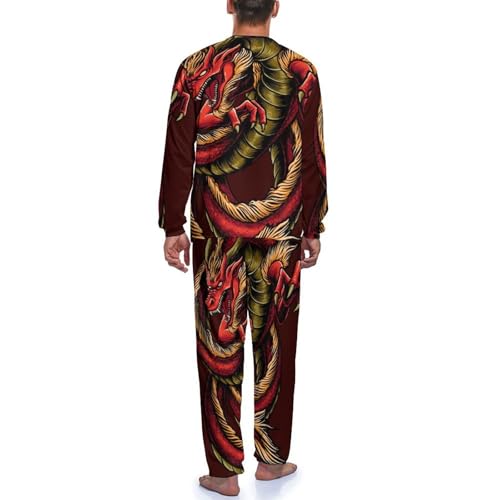 Pyjama homme Dragon Rouge ensemble haut bas manche longue coton - 4