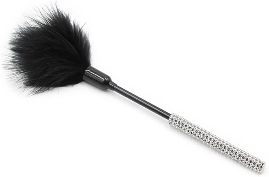 Round Diamond Metal Rod Feather Flirting Toy Flirting Feather (Color : Red)