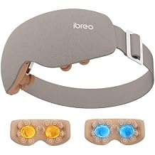 Eye Massager with 2 Level Heat & Cool, 150 Mins Uses, 3 Modes & 14 Vibration Heads, Fathers Day Gift for Dad, Heated Eye Mask with Bluetooth Music for Migraine, Eye Strain, Puffiness and Dry Eyes