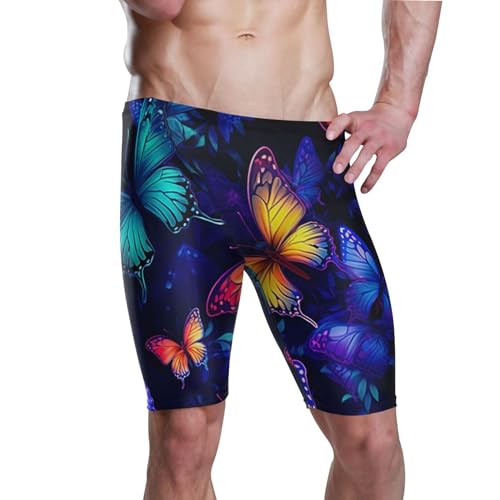 UMIRIKO Color Butterfly Men's Swim Jammers Racing & Training Swimsuit Fast, Flexible,Comfortable XXXL B0401546, 3X-Large