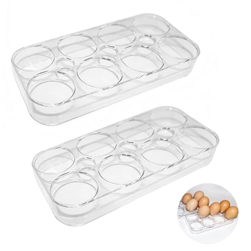2 Stück Eierhalter mit je 8 Eier Kapazität (16 Eier Gesamt) Transparente Eierbox Eierbehälter für Kühlschrank Praktische Eier Aufbewahrung Kühlschrank für Küche & Camping