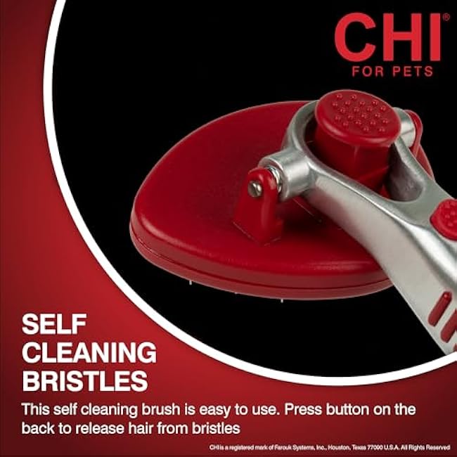 CHI for Cats High-End Self-Cleaning Slicker Brush, Perfect for Indoor Long-Haired Pets, Effective Shedding and Grooming Tool-sftCRmtb