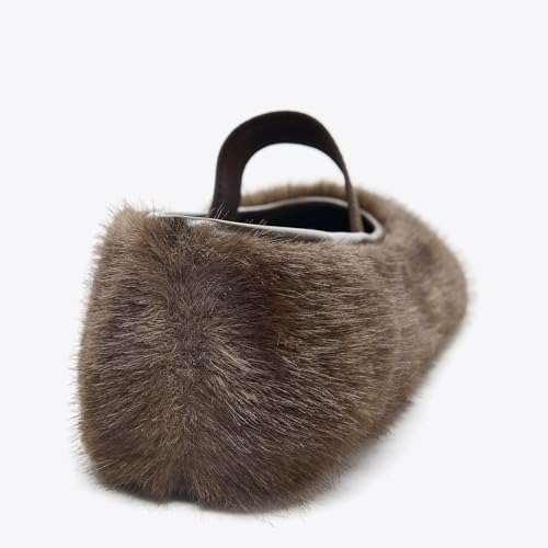 Women’s Cozy Faux Fur Ballet Flats Slip-On Round Toe Shoes with Elastic Strap Soft Warm Shoes for Everyday Wear4