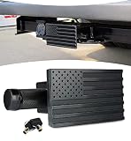 Metal American Flag Trailer Hitch Cover for 2 inch Receivers, Black