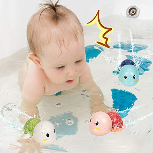 LODBY Bath Toys for Toddlers 1-2-3-4 Year Old Girl Gifts, Wind-Up Swim Tortoise Baby Bath Set Toys for 1-4 Year Old Boy Bathtub Pool Toys for Kids Infant Age 0-3 Bubble Bath Toddler Water Table Toys - Thumbnail 7