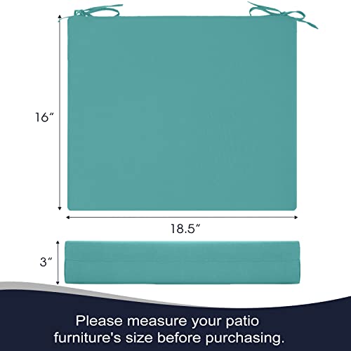 Basic Beyond Outdoor Chair Cushions For Patio Furniture - Square Corner Outdoor Chair Cushions Set Of 4, Waterproof Seat Cushions With Ties, 18.5"X16"X3", Teal #TOP4