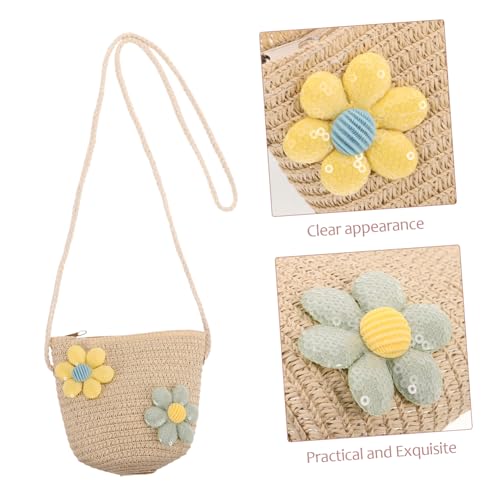 Adorable Handwoven Crossbody Purse for Girls Lightweight Straw Woven Sling Bag with Stylish Design for Beach Outings and Everyday Use Mini Bucket Shoulder Bag for Boy Girl3