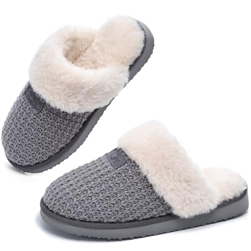 Image of OOW Cozy House Slippers for Women with Memory Foam Fuzzy Shoes for Indoor