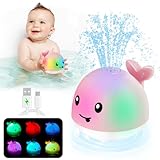 ANGGIKO Baby Girl Bath Toys, Pool Water Table Toy for Babies 1 Year Old Girl Gift, Toddler Bath Toys for Kids Ages 1-3 Light Up Whale Bath Toy Sprinkler Summer Bathtub Fountain Baby Toy 6-12-18 Months