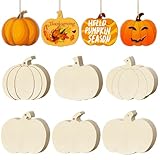 36Pcs Wooden Pumpkins Ornaments to Paint Halloween Thanksgiving Decoration Cutouts Unfinished 36PCS 3.5 inches, DIY Blank Unfinished Pumpkin Ornament for Home Harvest Crafts Hanging Autumn Decor