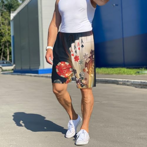 Mens Pajama Shorts with Pockets - Casino Poker Chips Soft Lounge Pj Sleep Shorts Pajama Bottoms for Men2