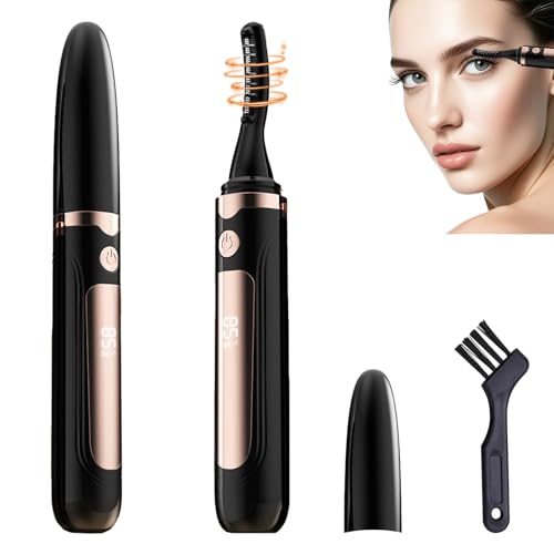2025 Heated Eyelash Curler-USB Rechargeable Electric Eyelash Curler- Eyelash Curlers Heated 4 Temperature Modes Fast Heat Up Within 3s - 24 Hours Long Lasting- with Led Display for Women Girls(Black)