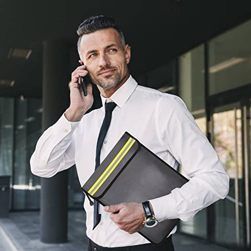 Fireproof Waterproof Money Document Bag - 15\"x 11\" Safe Zipper Bags with Reflective Strip, Fire & Water Proof Storage Organizer Pouch for Important Documents Holder,File,Cash,Passport,Tablet (Black) - Thumbnail 6