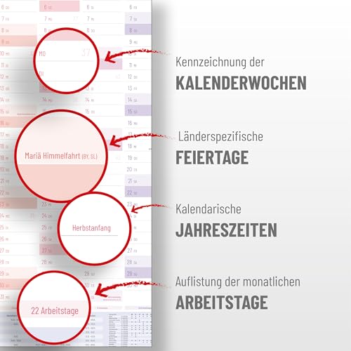 Yohmoe® XL Wandkalender 2026 groß DIN A1 (84 x 60 cm) Seasons GEFALZT in Poster Größe. Querformat, gefaltet - Kalender 2026 Wandkalender
