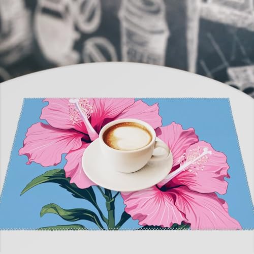 Sets de table hibiscus anti-taches pour préserver la table de cuisine - 8