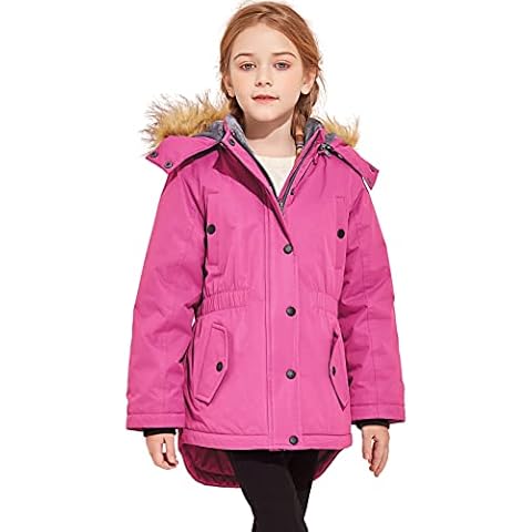 YXP Girl's Winter Puffer Coats Warm Fleece Lined Parka Thicken Long Ski Jackets (Light Pink,6/7) Cover