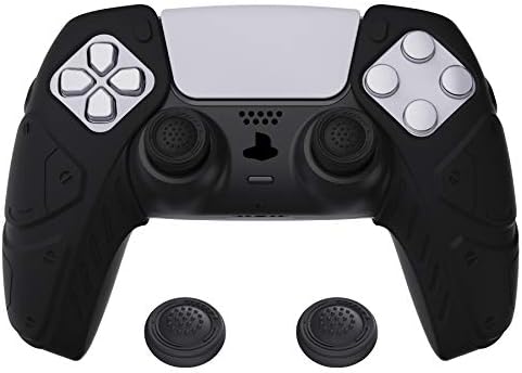 PlayVital Mecha Edition White Ergonomic Soft Controller Silicone Case Grips for ps5, Rubber Protector Skins with Thumbstick Caps for ps5 Controller  Compatible with Charging Station