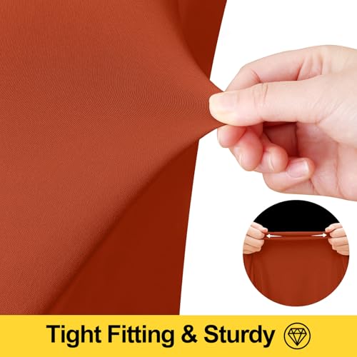 Image of Smiry 2 Pack Spandex Elastic Fitted Table Cloth Skirt for 8FT Table | Stretch Washable Table Cloth, Banquet Table Cover for Wedding, Party, Indoor & Trade Shows, (Rust, 96Lx30Wx30H)
