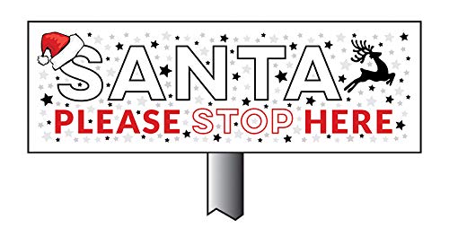 Xmas Santa Stop Here - aluminium grass verge sign - 450x150mm on post 800mm high