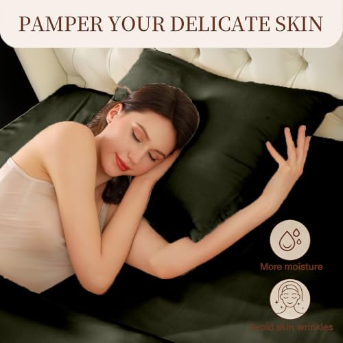 Mulberry Silk Pillowcase for Hair and Skin Queen Size 20"X 30" with Hidden Zipper, Softer Than Silk Pillow Cases Queen Smooth Cooling Pillow Covers for Sleeping(Olive Green,Queen,1Pcs) ﻿ - image 7