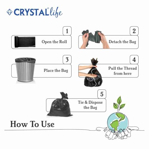 Image of Crystal Premium Perfume Garbage Bags Black, Small 17x19 Inches, 120 Bags