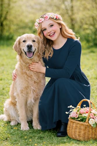 Image of Deerose Girls Maxi Dress Short Sleeve Casual Long Dresses with Pockets 5-14 Years