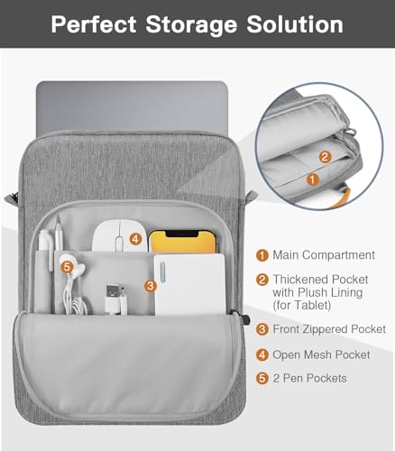 Image of MoKo 13.3-14 Inch Laptop Sleeve Bag Fits Mac Neo 13-inch A18 Pro, Mac Pro 13.3 inch M2 2022 /M5 /M5 Pro /M5 Max 14.2 inch 2026, Mac Air 13.6 inch M5 2026, Handle Carrying Case with Shoulder Strap, Dark Gray