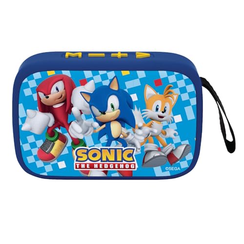 LEXIBOOK, Sega Sonic The Hedgehog, Altavoz Bluetooth portátil, inalámbrico, USB-C, Tarjeta SD/TF, batería Recargable, Azul, BT018SN
