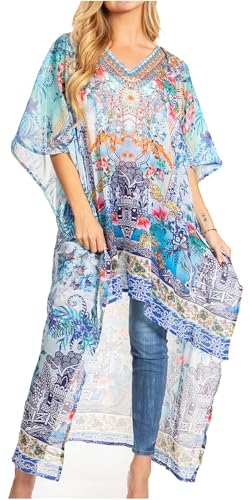 Robe caftan Zeke Sakkas P23 top imprimé asymétrique coupe boxy ample pour femme