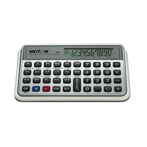 Victor - V12 Financial Calculator, 10-Digit LCD - Sold As 1 Each - Easily calculate loan payments, interest rates, standard deviation, TVM, NPV, IRR, cash flows, bonds and more.