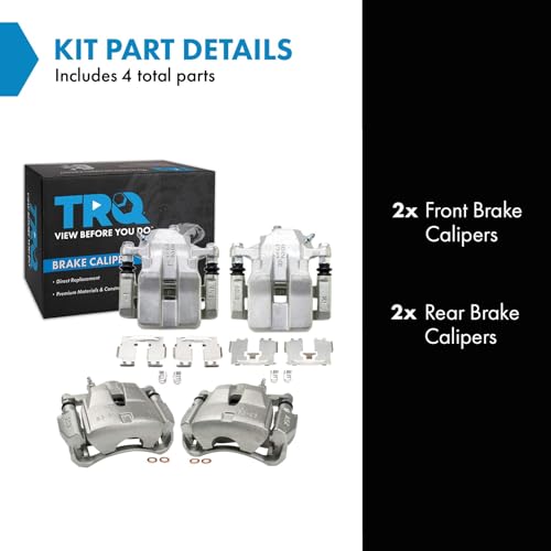 Image of TRQ Front and Rear Brake Caliper Set Zinc Coated Brackets Compatible with 2012 2012-2018 Toyota RAV4