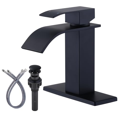 ARCORA Matte Black Waterfall Faucet for Bathroom Sink