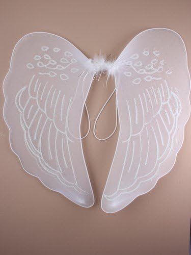 Allsorts® Large white glitter covered angel / fairy wings for fancy dress. Girls and ladies fancy dress wings accessory