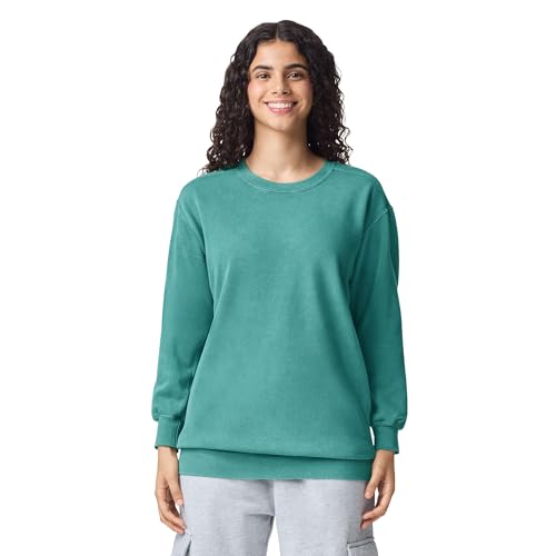 Comfort Colors Adult Crewneck Sweatshirt, Style G1566/G1545, Seafoam, Medium