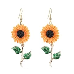 leaf sunflower earrings