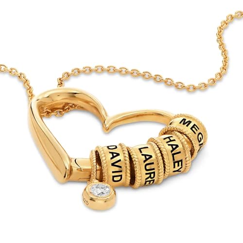 Personalized Delina Family Necklace with Engraved Beads - Diamond Option - Custom Jewelry for Her, Women, mom - Dainty Gift for Mother's Day, Birthday