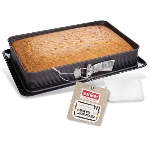 Zenker 7022 Moule à gâteaux rectangulaire à charnière, Moule Rectangle, Plat à Four, Plat à gratin, Moule à gâteaux avec Plateau, Acier émaillé, 42 x...