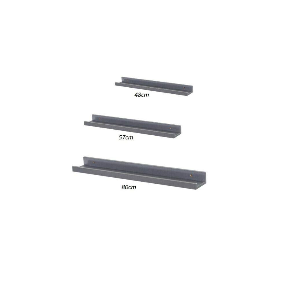 Optimal Products Wooden Floating Shelf Shelves Kit Wall Mounted Display Unit Home Office Bathroom Home Accessories Decorative Floating Shelves (DURA GREY 800X100X40MM)