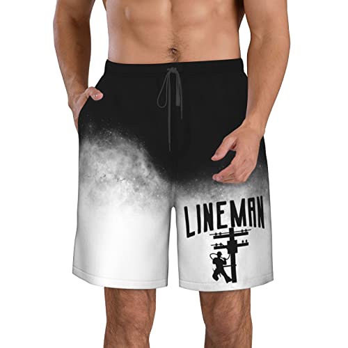 PAUPPY Funny-Lineman-Electrician-Power-Men Swim Trunks Board Shorts Mens Swimming Trunks Beach Shorts Swimsuit Shorts - XX-L White