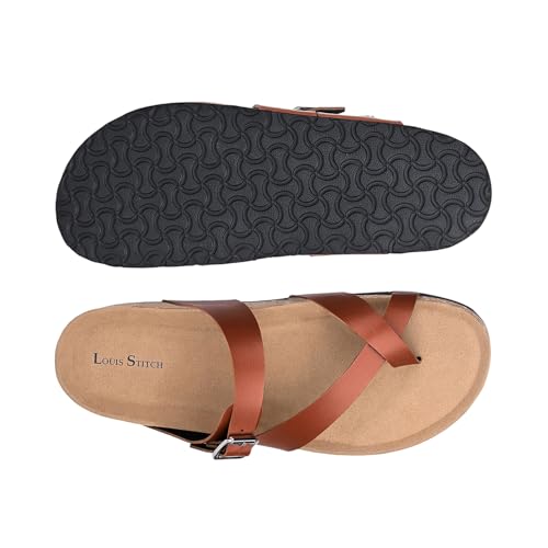 Image of LOUIS STITCH Comfortable Open Toe Cork Sandals | Lightweight Casual Sliders with Toering and Easy Slip-on Slippers | Back Open Sandals | LSOF-10