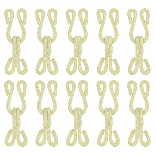 sourcing map Ganchos y Ojales para Coser 12uds - Ganchos de Costura Cubiertos de Poliéster y Cierre de Ojos para Ropa, Sujetador, Falda, Costura Artesanal DIY (Beige, 37mm Longitud)
