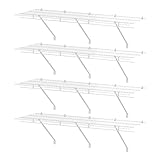 HAUSHOF Closet Shelves Wall Mounted 4-Pack, 4ft x 16in White Metal Wire Shelving for Laundry Room, Closet, Basement Organization and Storage