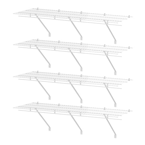HAUSHOF Closet Shelves Wall Mounted 4-Pack 4ft x 16in White Metal Wire Shelving for Laundry Room Closet Basement Organization and Storage